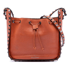 Grained Calfskin Rockstud Bucket Bag