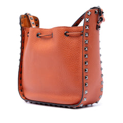 Grained Calfskin Rockstud Bucket Bag