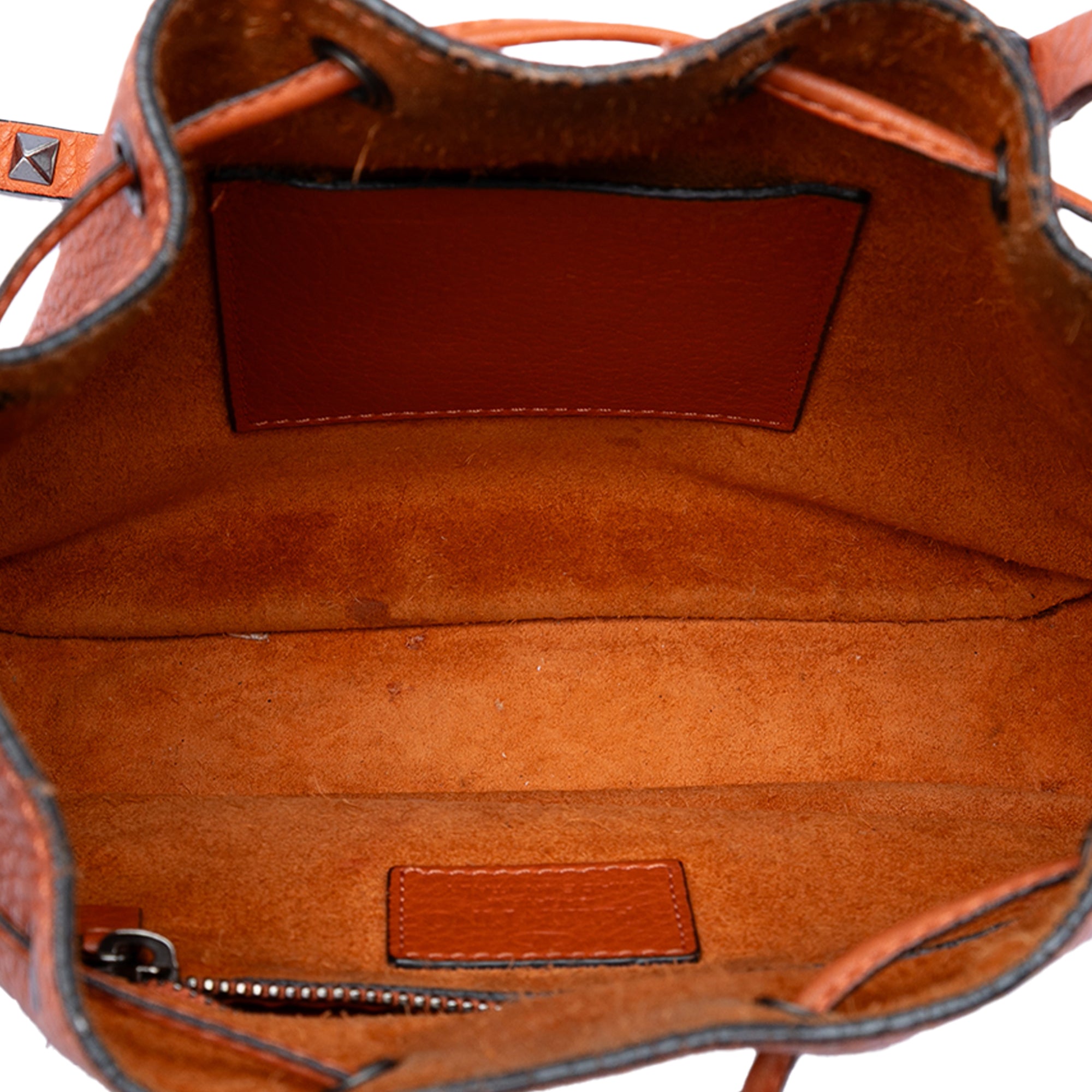 Grained Calfskin Rockstud Bucket Bag