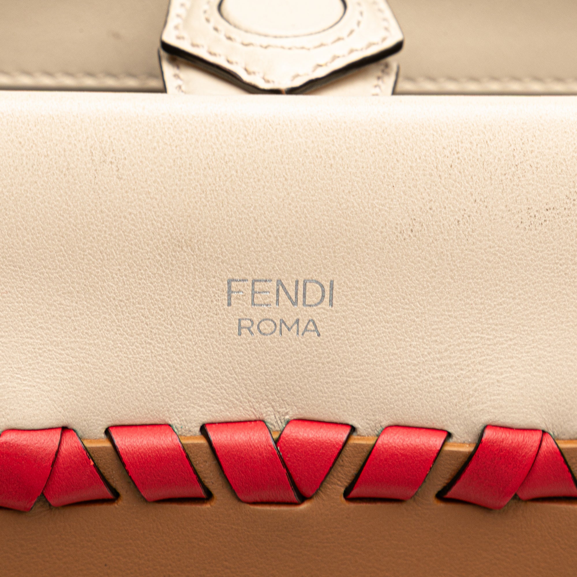 Small Bicolor Calfskin Whipstitch Runway Satchel