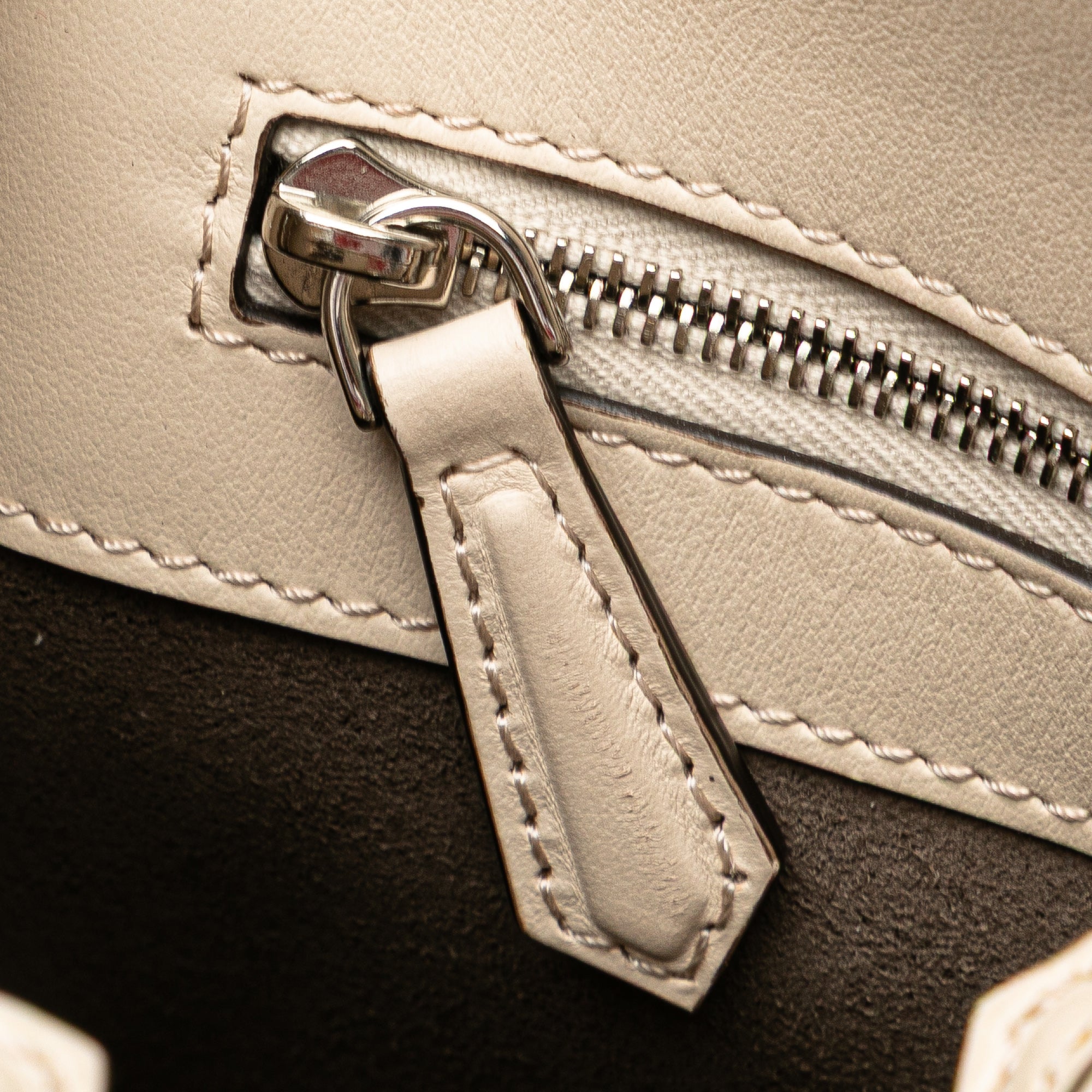 Small Bicolor Calfskin Whipstitch Runway Satchel