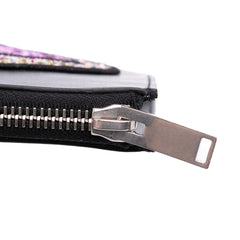 Leather Multi Patch Zip Pouch