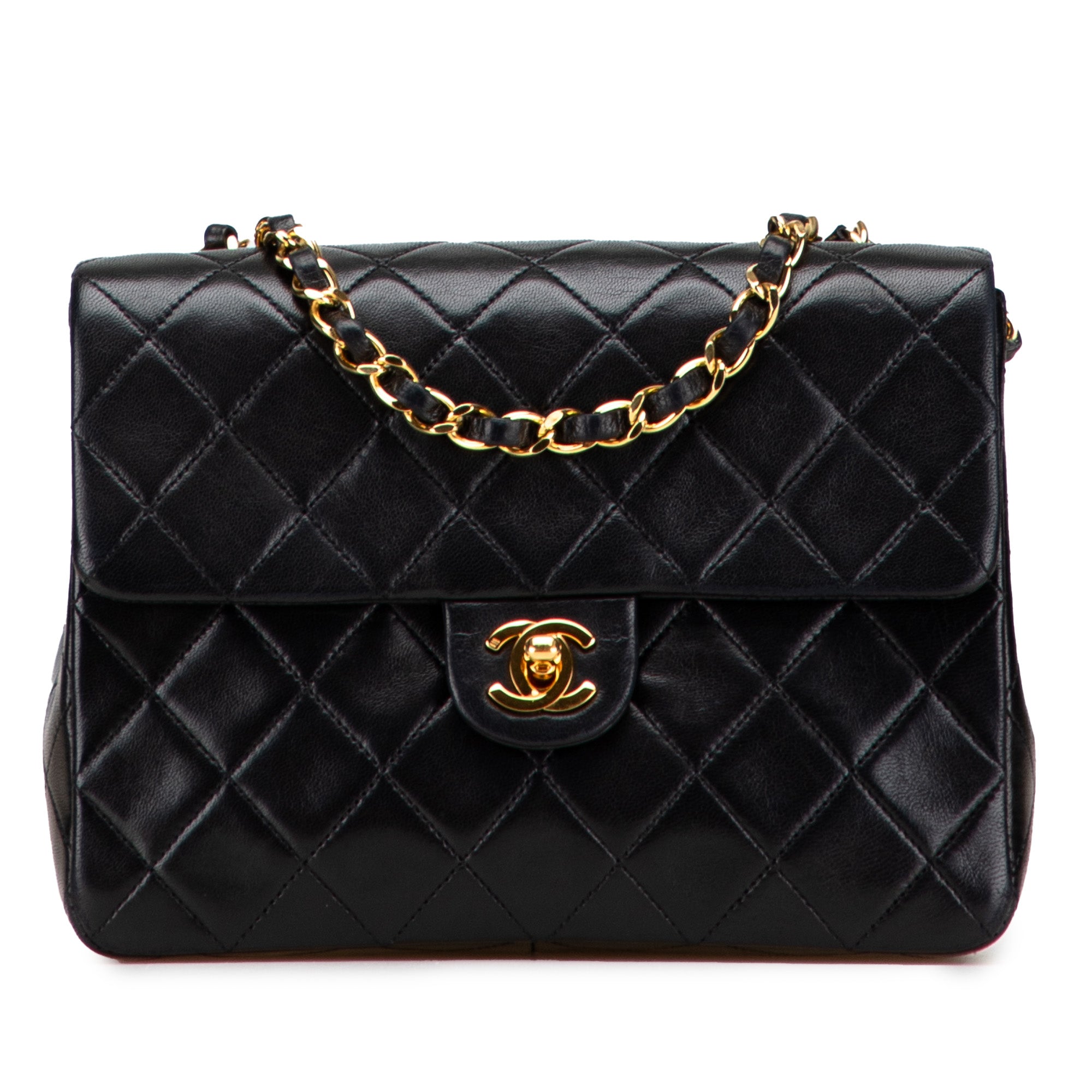 Small Square Quilted Lambskin Flap