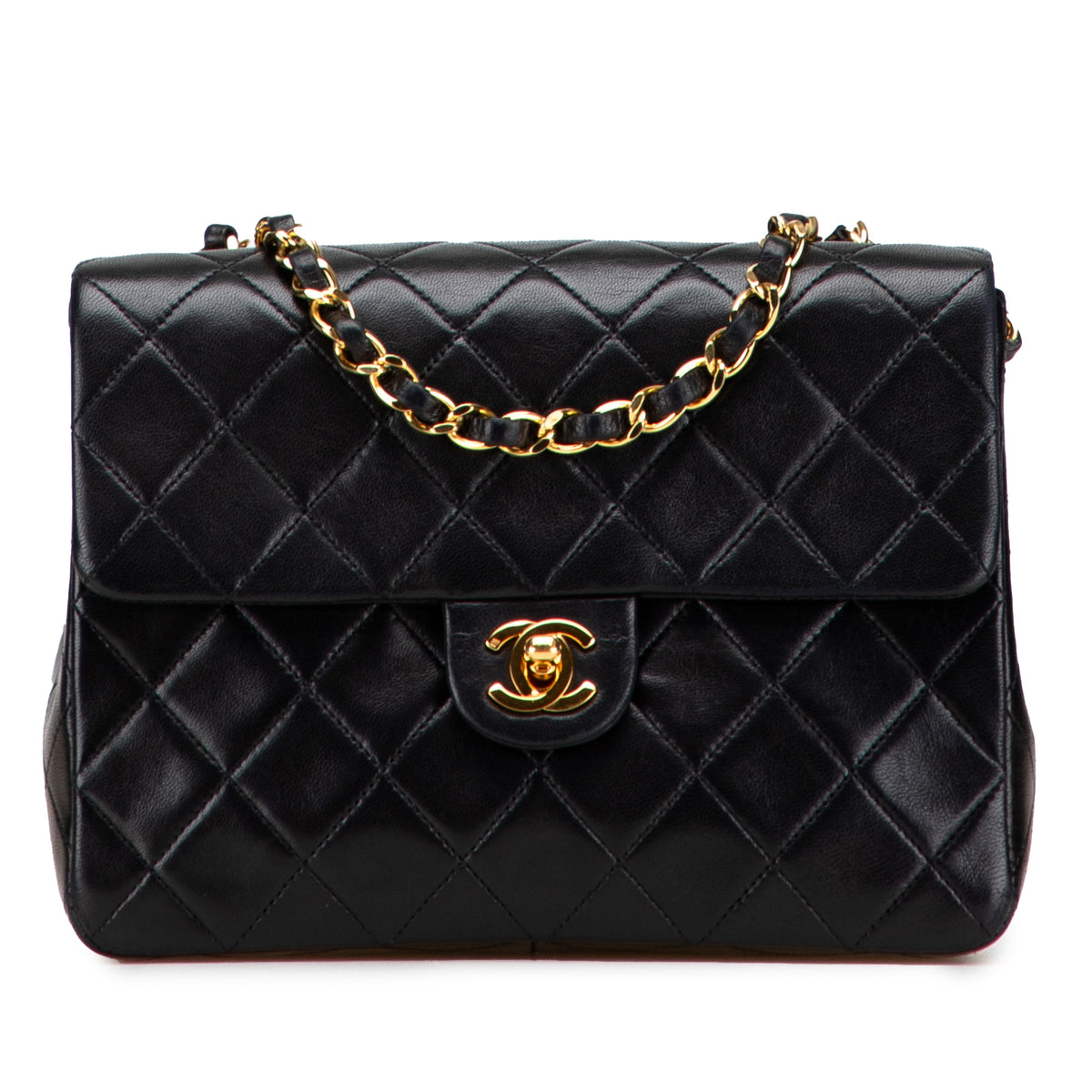 Small Square Quilted Lambskin Flap
