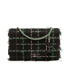 Quilted Boucle Tweed Robot Charm Wallet On Chain