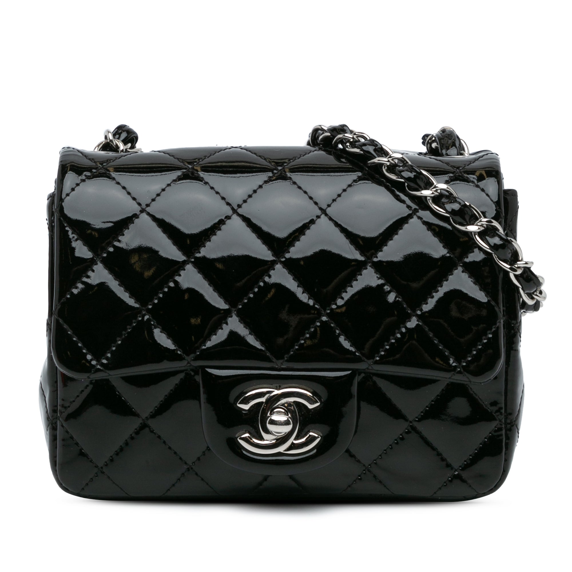Mini Square Classic Patent Single Flap