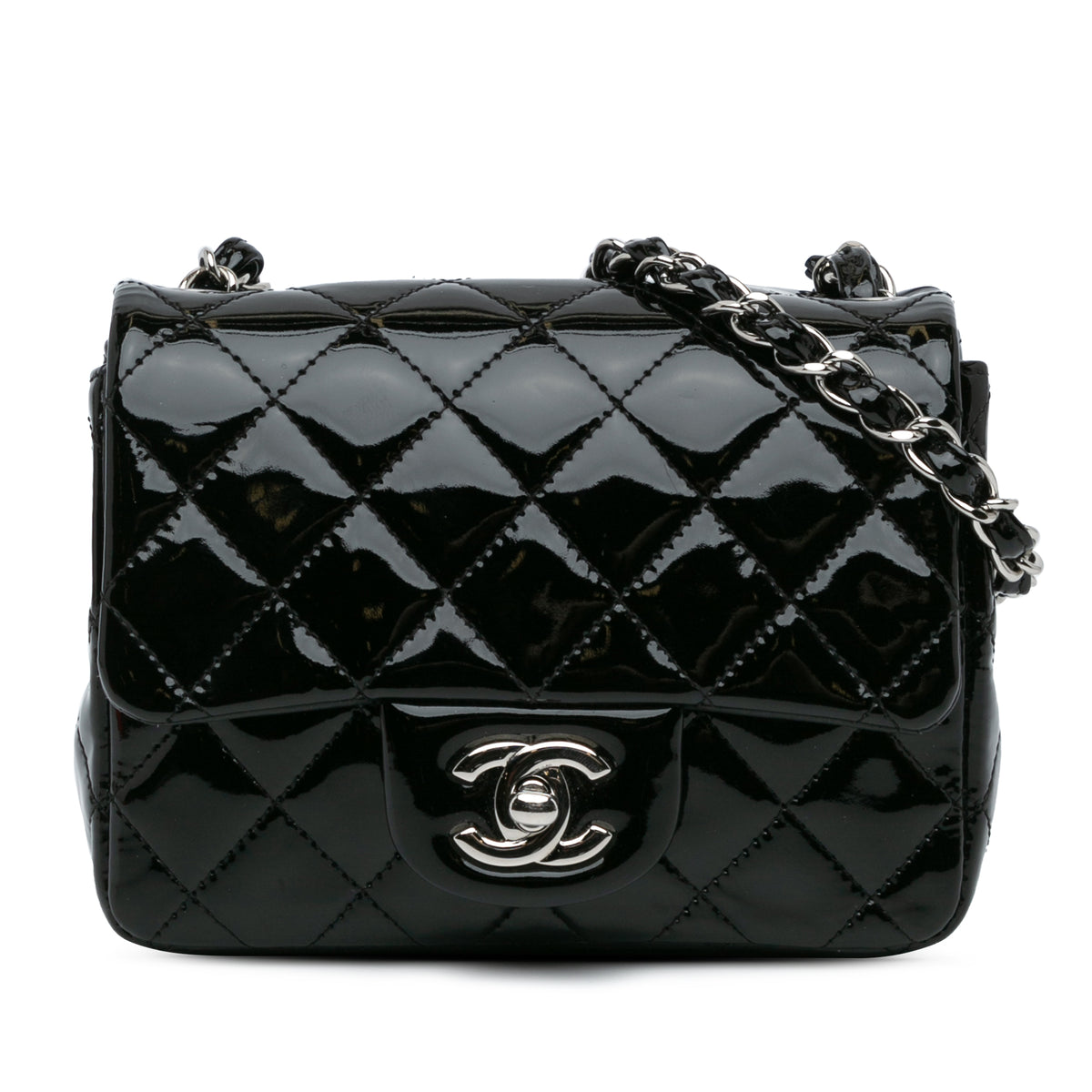 Mini Square Classic Patent Single Flap
