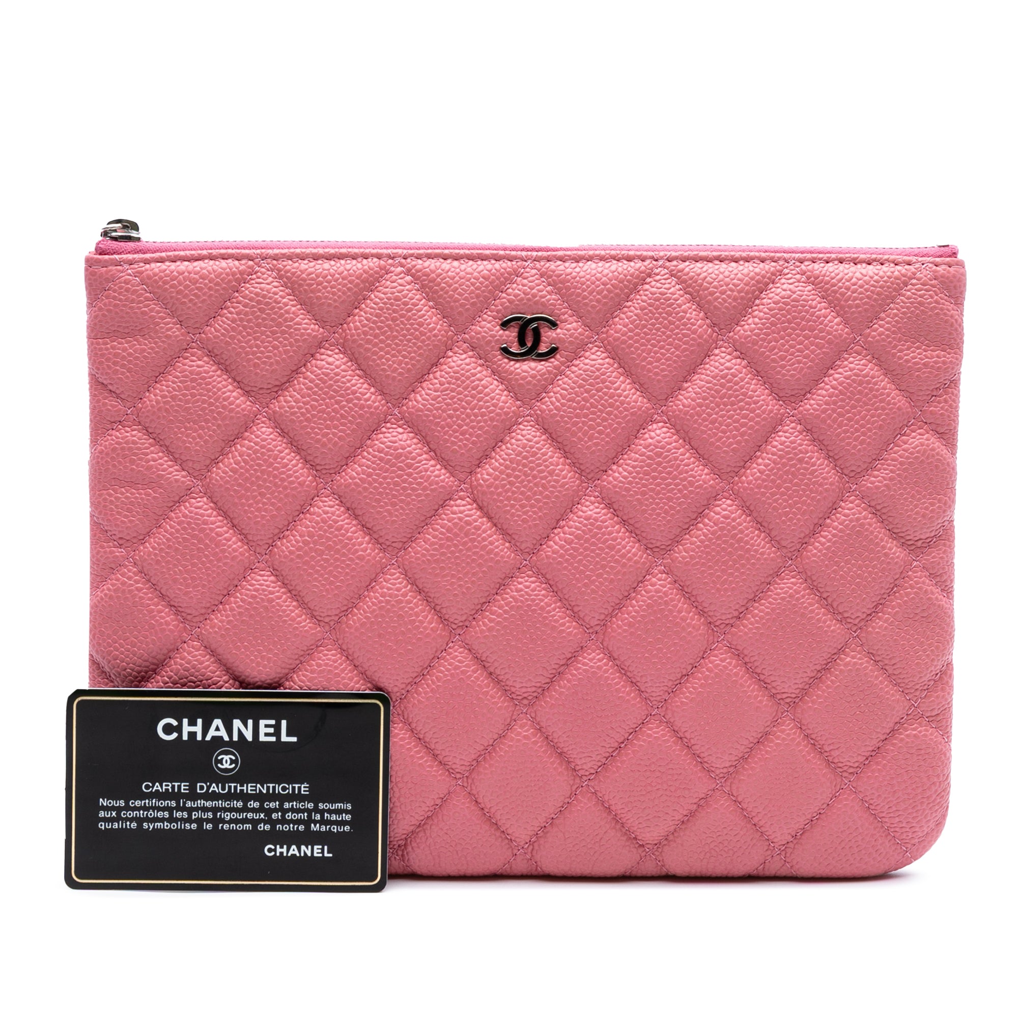 Small Quilted Caviar O Case Clutch