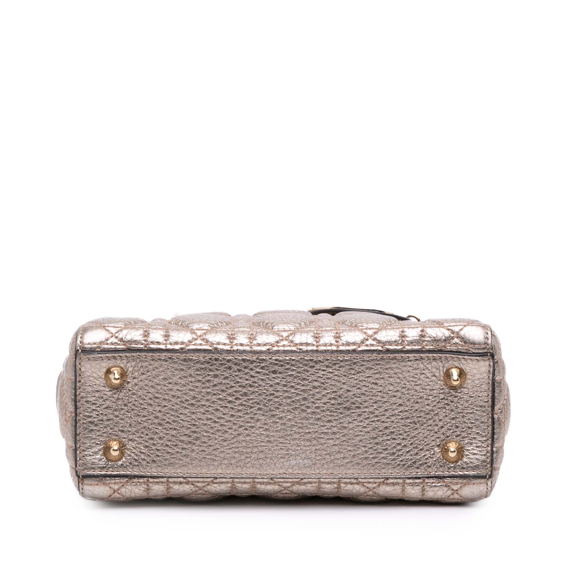 Small Metallic Grained Calfskin Cannage Supple Lady Dior