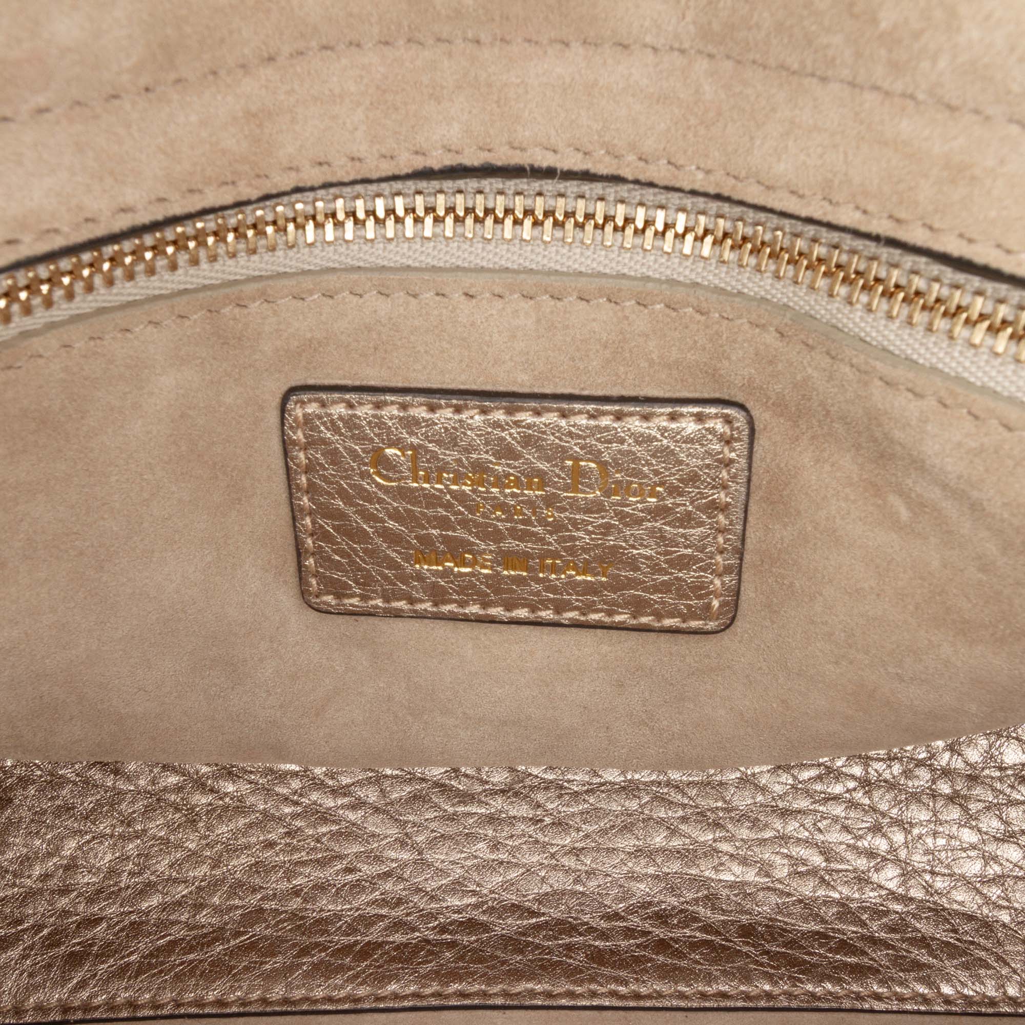 Small Metallic Grained Calfskin Cannage Supple Lady Dior