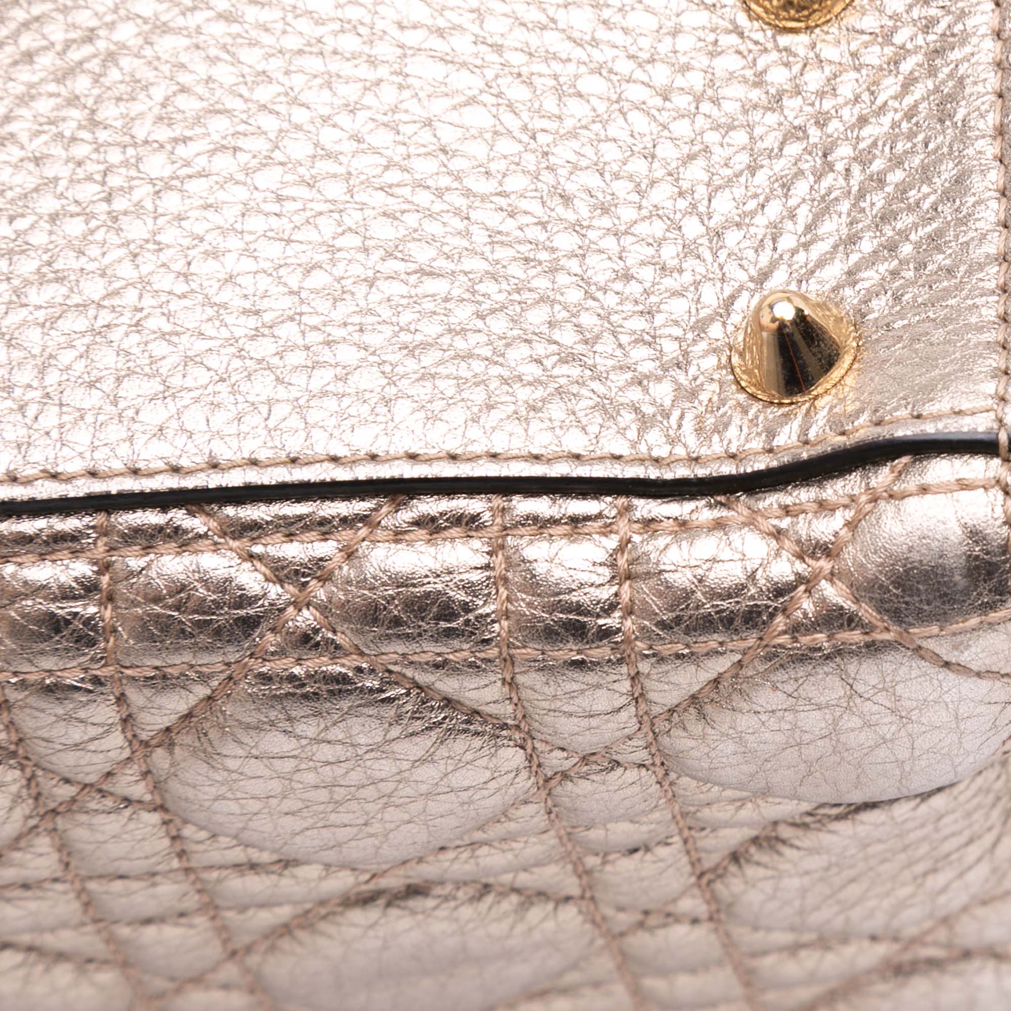 Small Metallic Grained Calfskin Cannage Supple Lady Dior