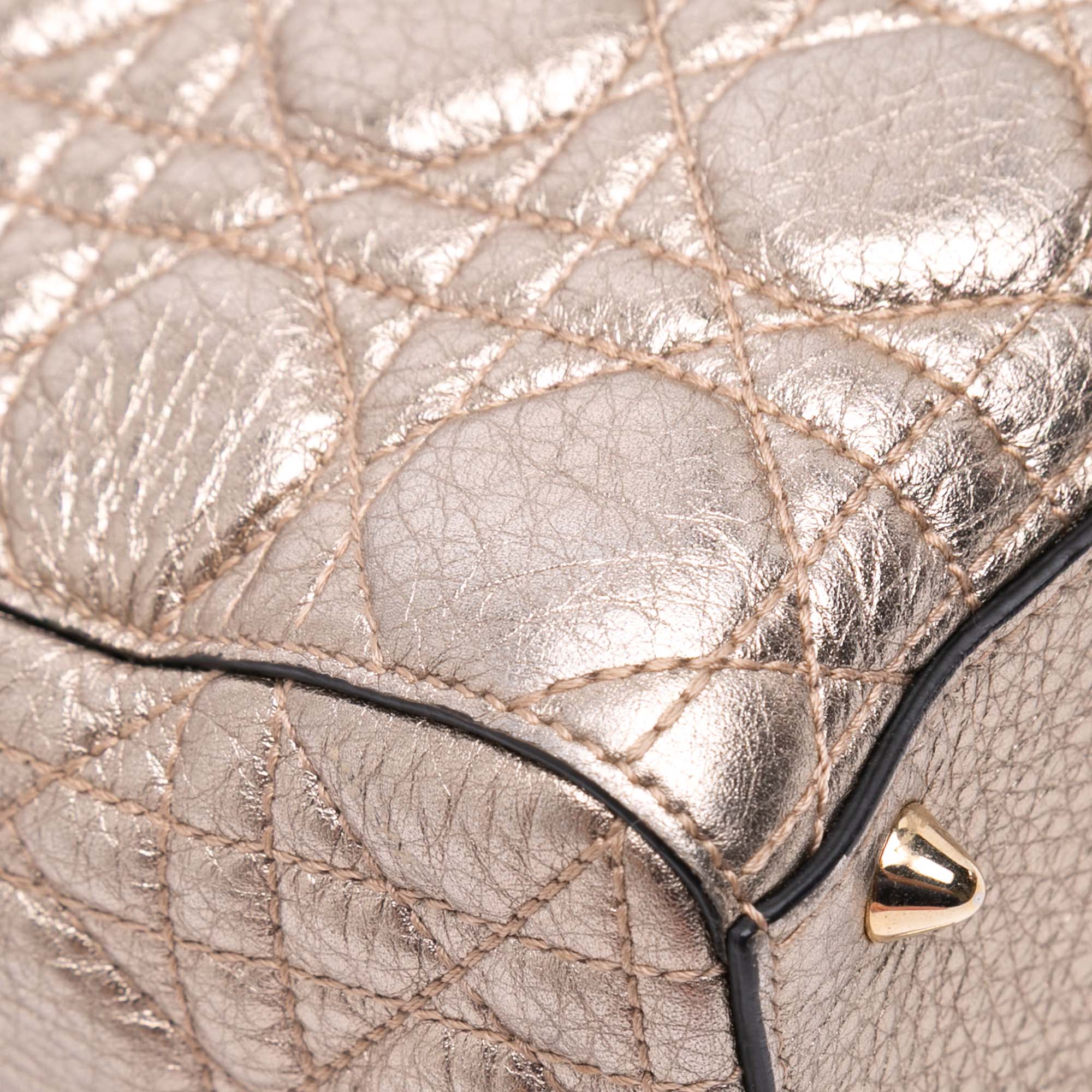 Small Metallic Grained Calfskin Cannage Supple Lady Dior