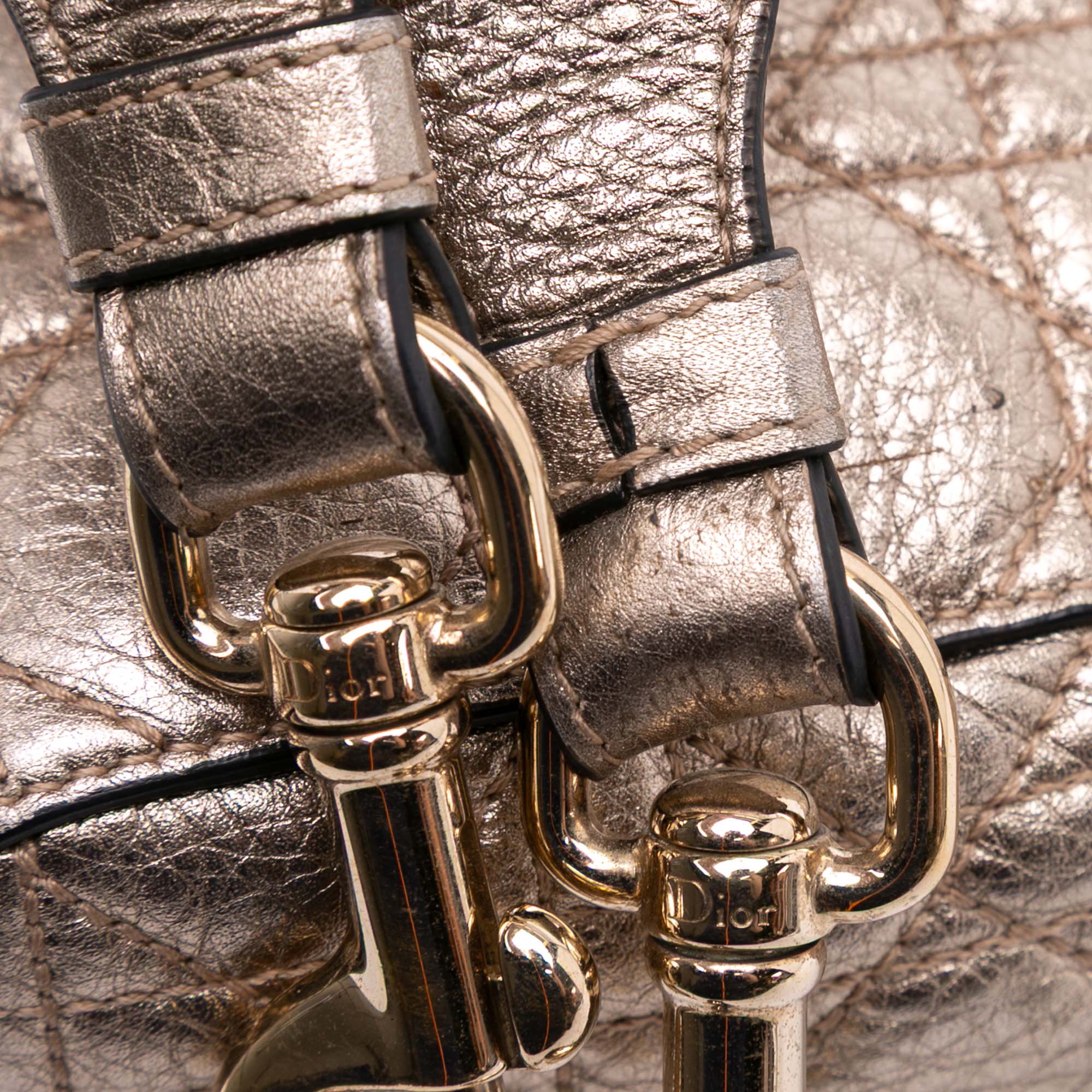 Small Metallic Grained Calfskin Cannage Supple Lady Dior