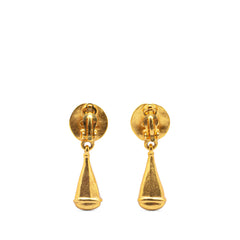 Gold Plated CC Teardrop Clip On Earrings