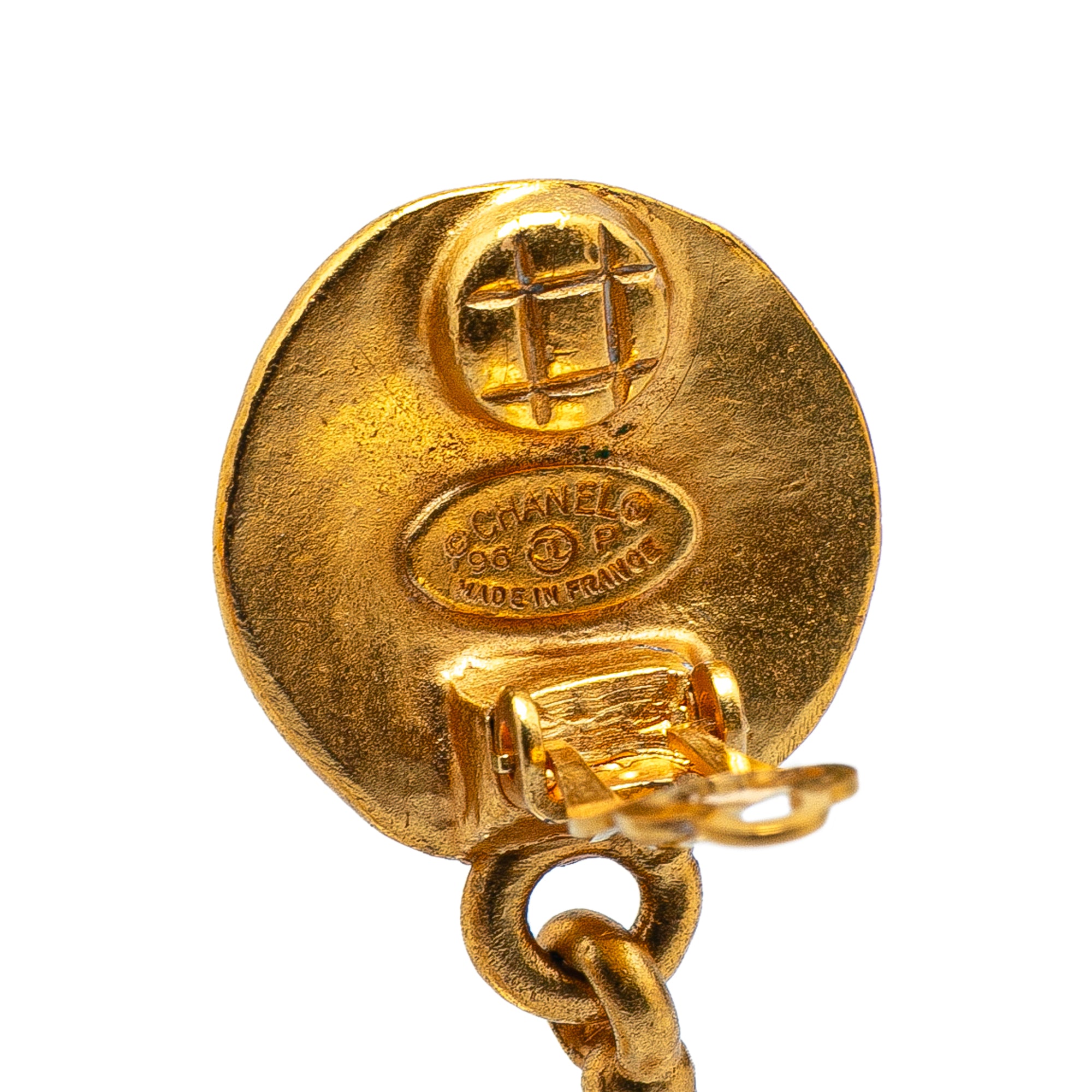 Gold Plated CC Teardrop Clip On Earrings