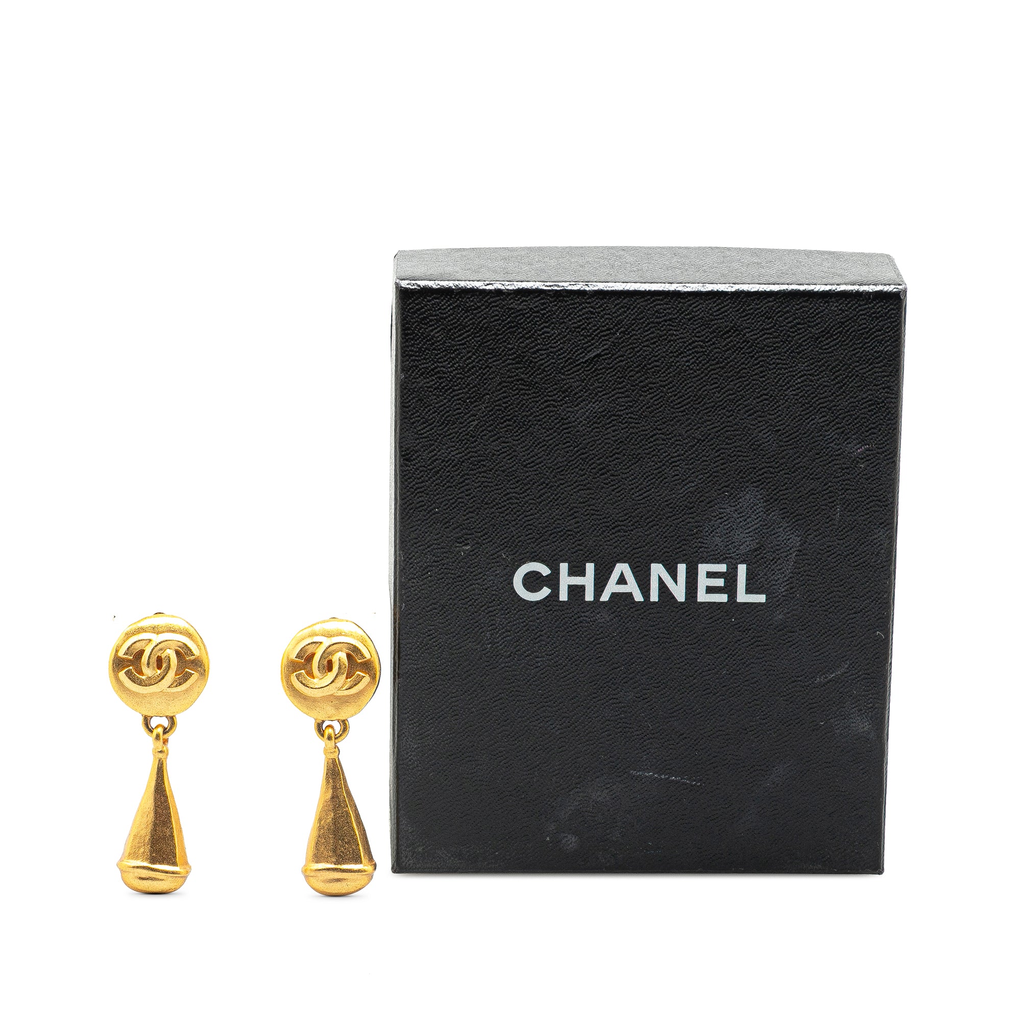 Gold Plated CC Teardrop Clip On Earrings