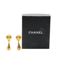 Gold Plated CC Teardrop Clip On Earrings
