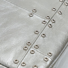 Medium Glazed Calfskin Grommet Embellished Airline Double Flap_9