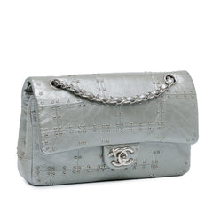 Medium Glazed Calfskin Grommet Embellished Airline Double Flap_1