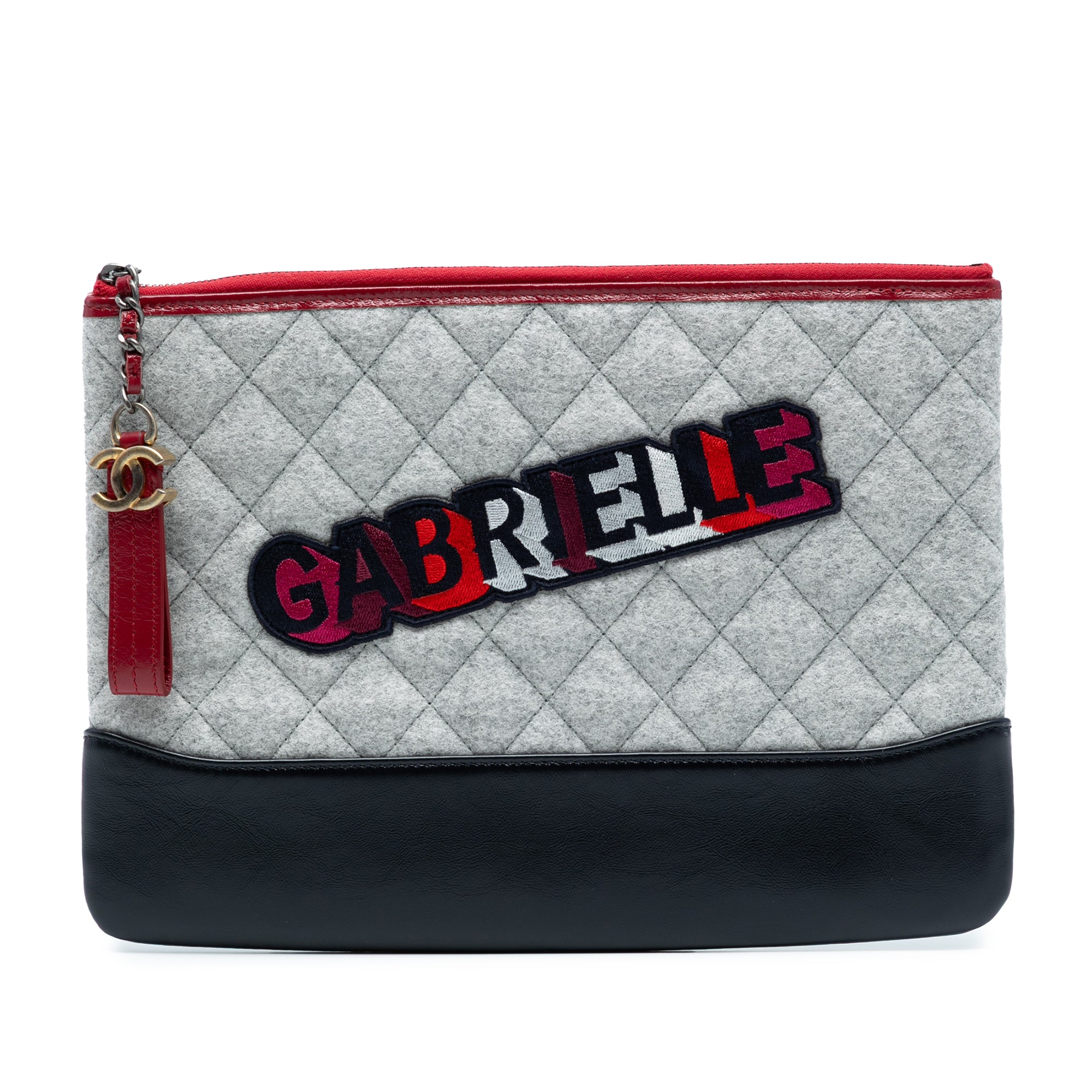 Medium Quilted Wool and Calfskin Gabrielle O Case Clutch