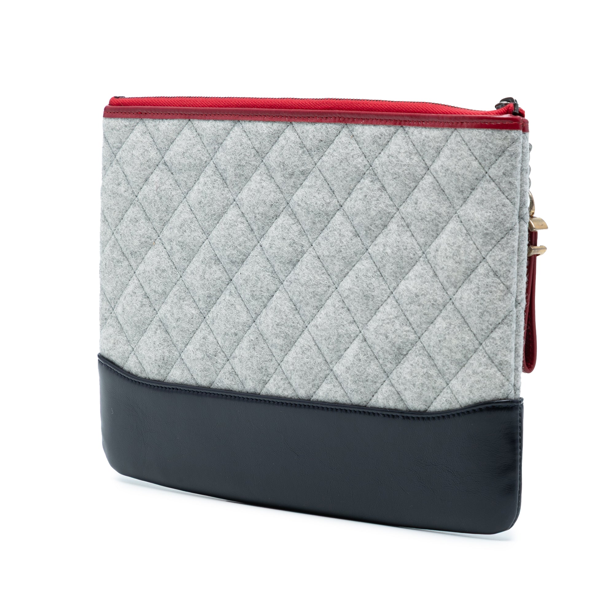 Medium Quilted Wool and Calfskin Gabrielle O Case Clutch