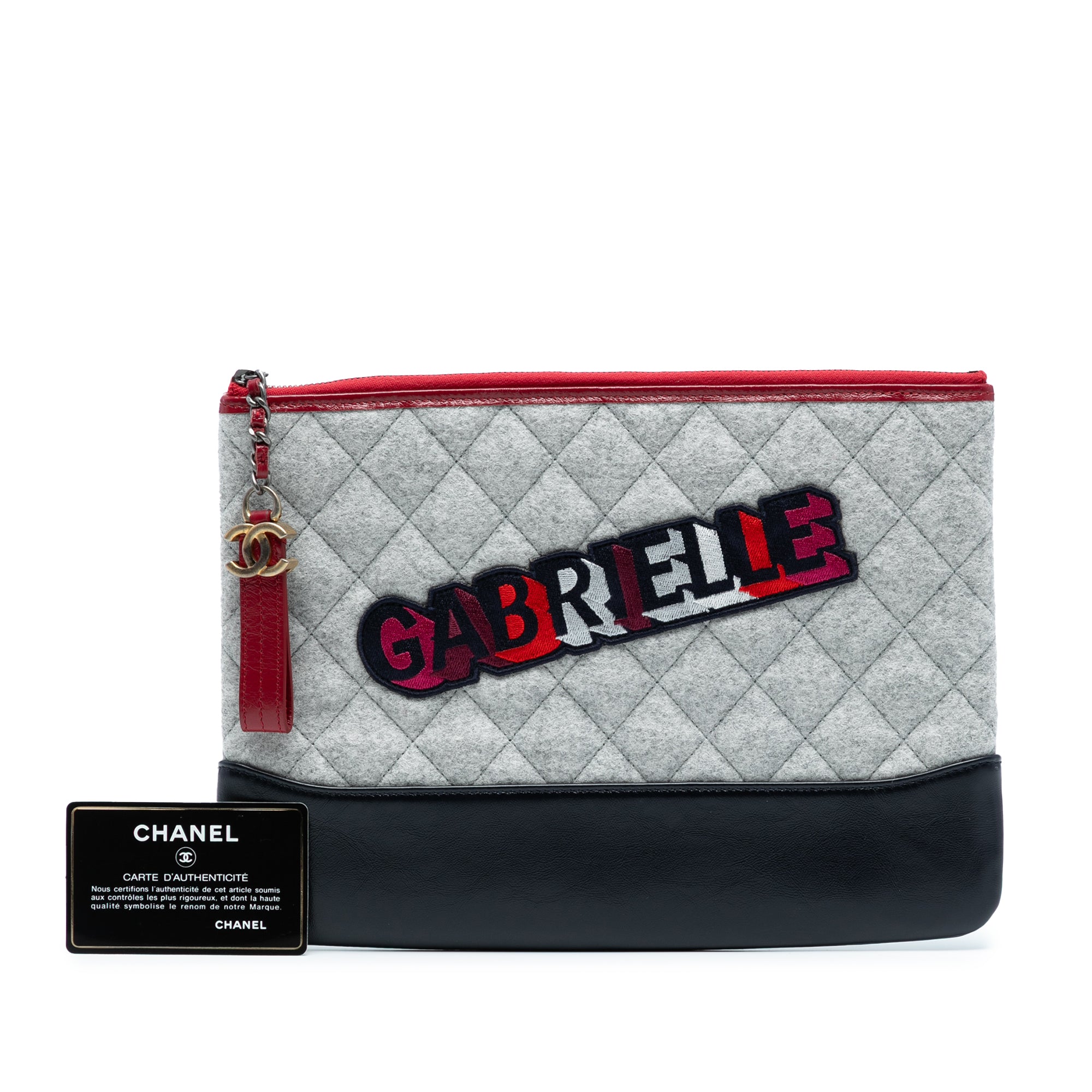 Medium Quilted Wool and Calfskin Gabrielle O Case Clutch