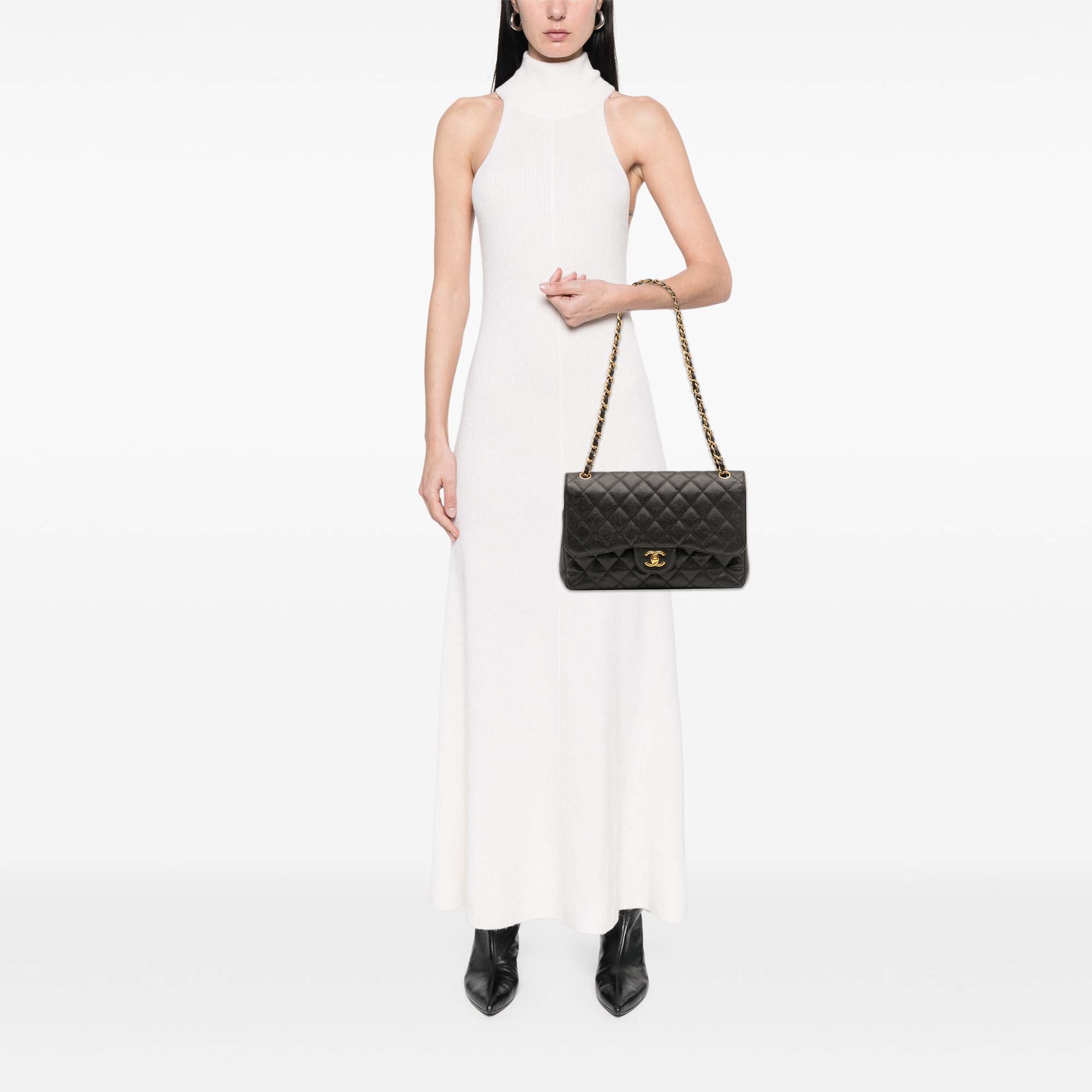 Jumbo Classic Caviar Double Flap