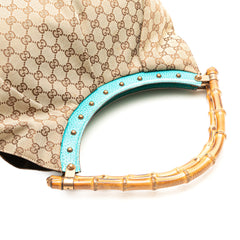 GG Canvas Bamboo Studded Hobo