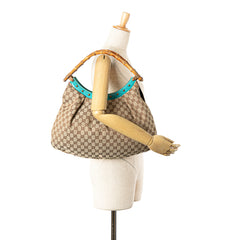 GG Canvas Bamboo Studded Hobo
