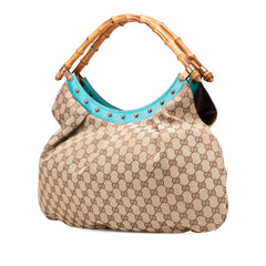GG Canvas Bamboo Studded Hobo