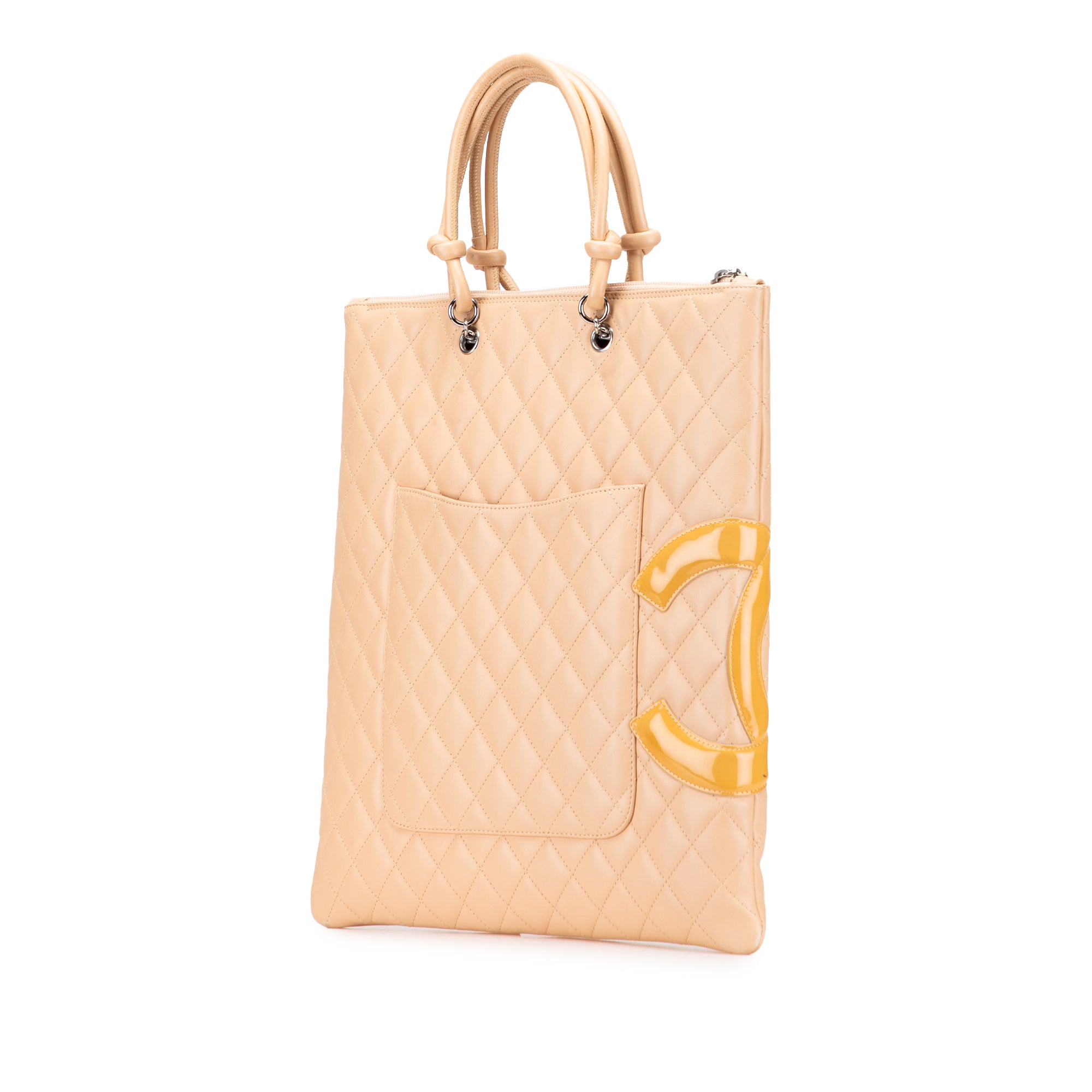 Quilted Lambskin Cambon Ligne Flat Tote