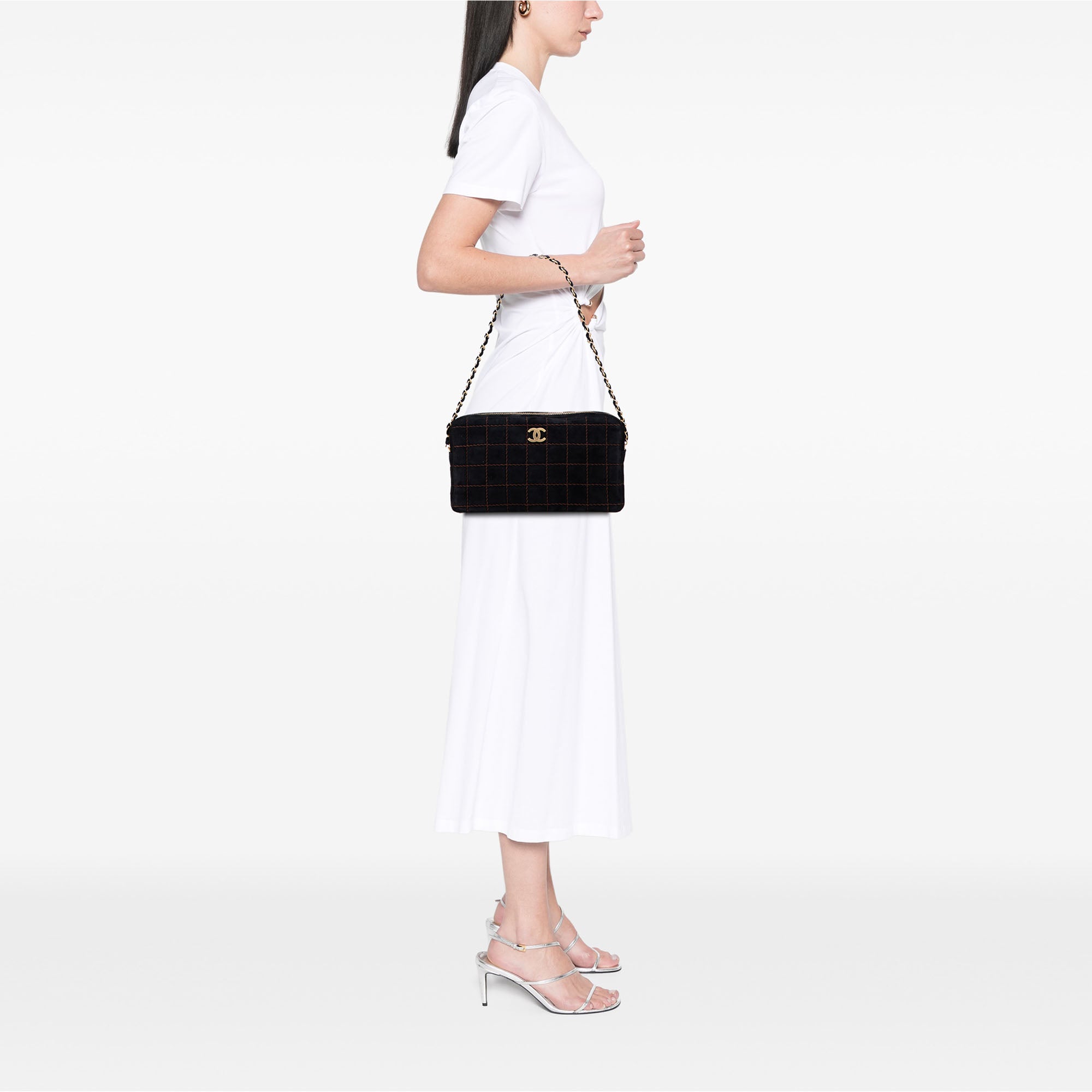CC Chocolate Bar Suede Chain Camera Bag