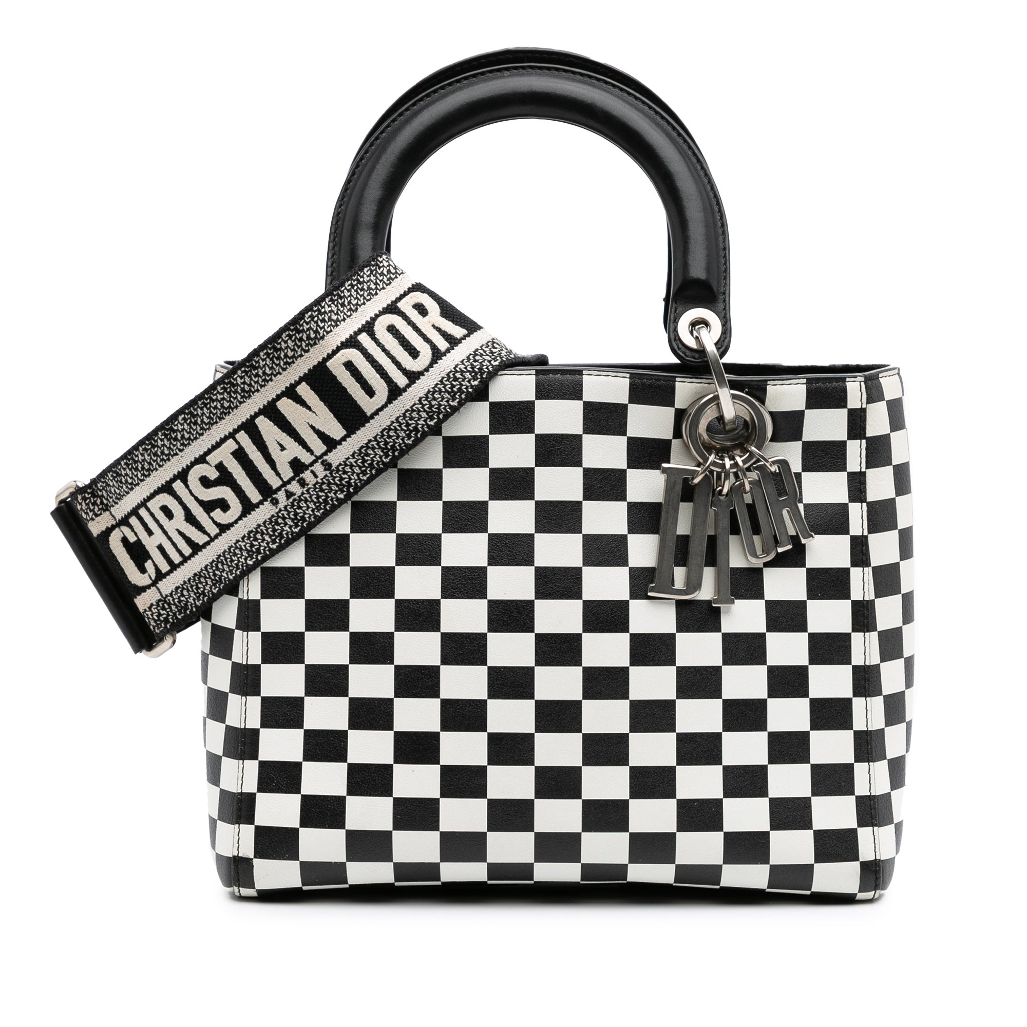 Medium Calfskin Checkered Lady Dior