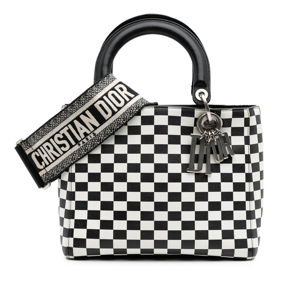 Medium Calfskin Checkered Lady Dior
