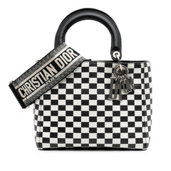 Medium Calfskin Checkered Lady Dior