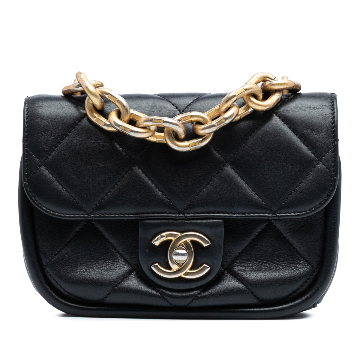 Mini Quilted Lambskin Chain Top Handle Flap