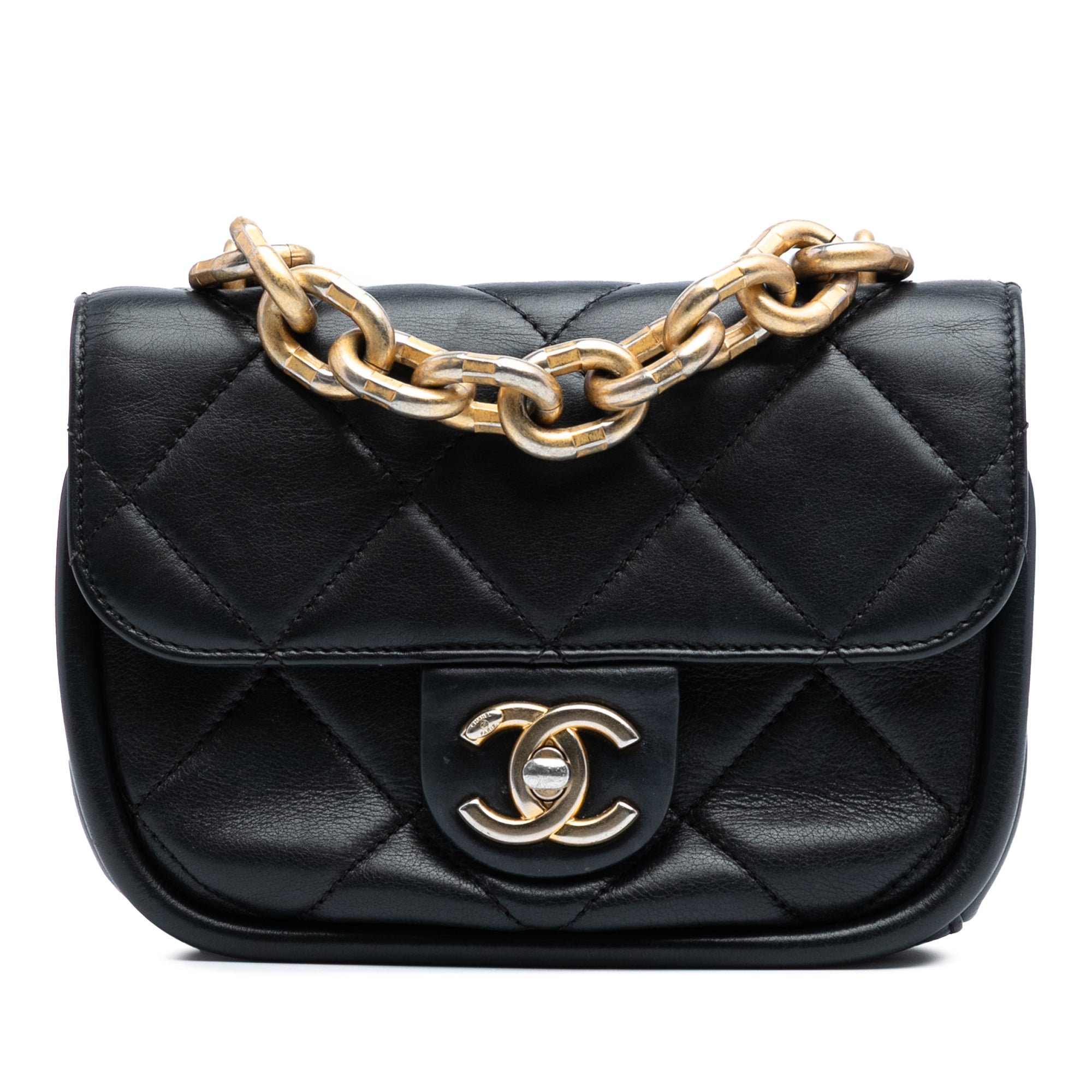 Mini Quilted Lambskin Chain Top Handle Flap