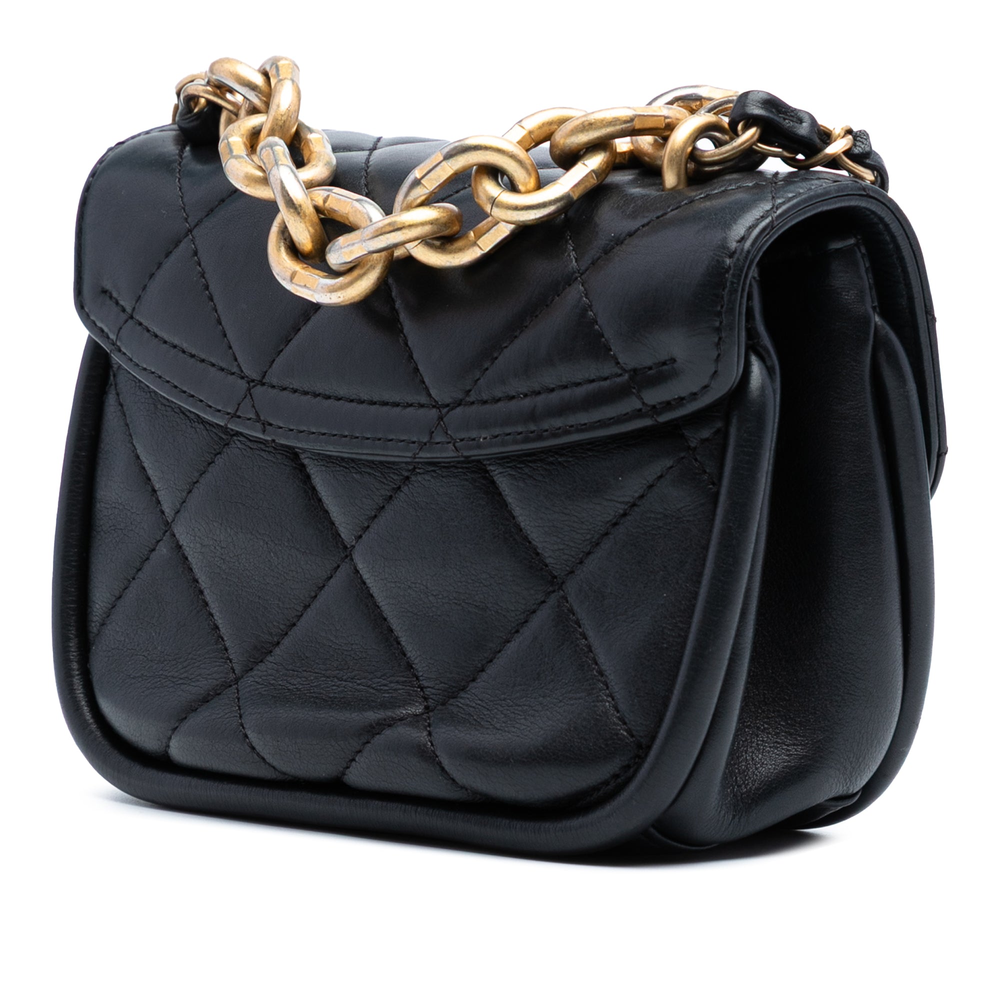 Mini Quilted Lambskin Chain Top Handle Flap