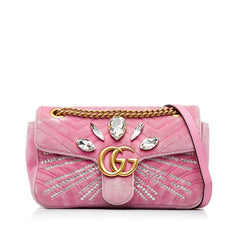 GG Marmont Matelasse Crystal-Embellished Velvet Crossbody_0