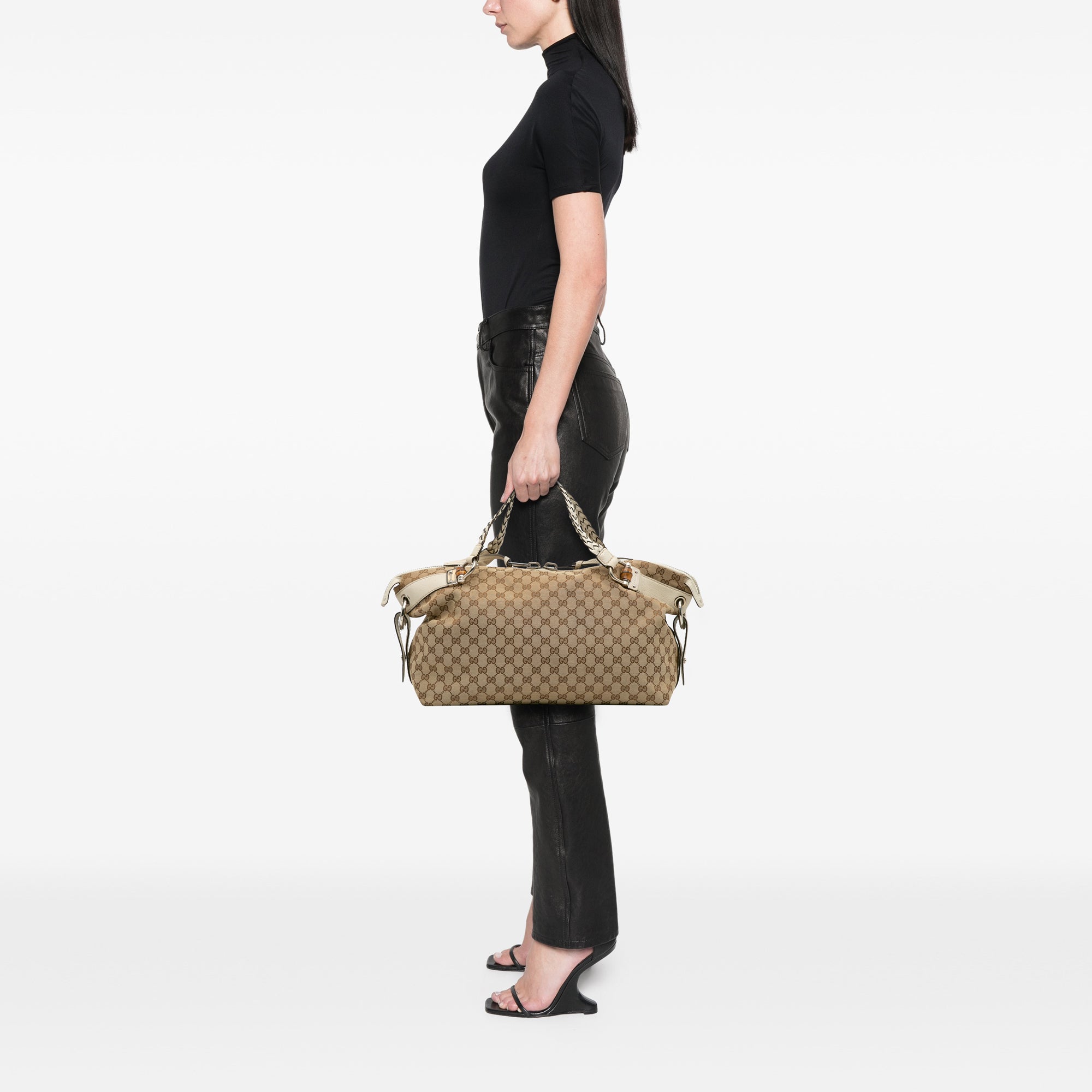 Medium GG Canvas Bamboo Bar Tote