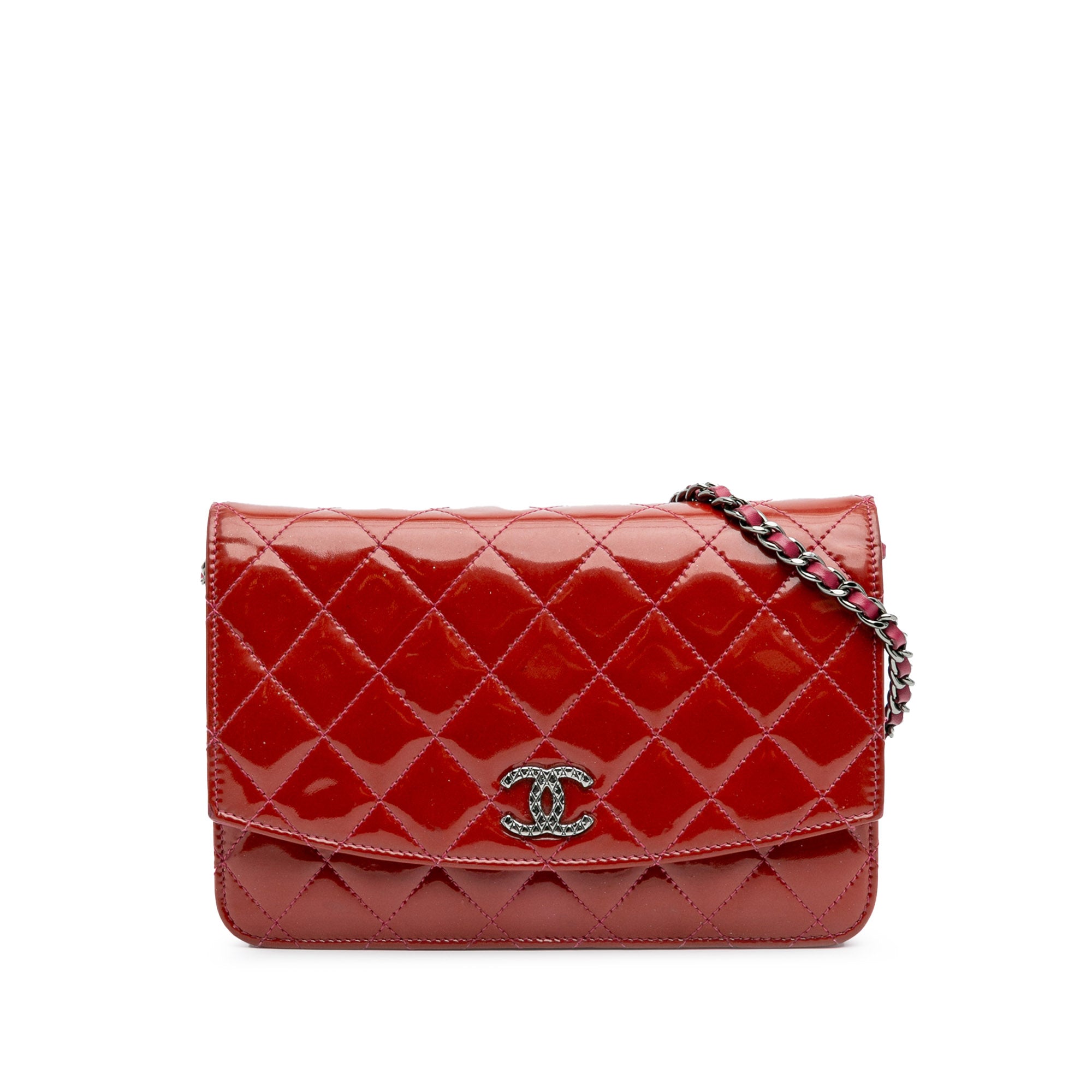 Quilted Patent Brilliant Wallet On Chain
