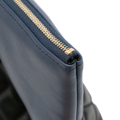 Large Bicolor Quilted Leather Pearl O Case Clutch
