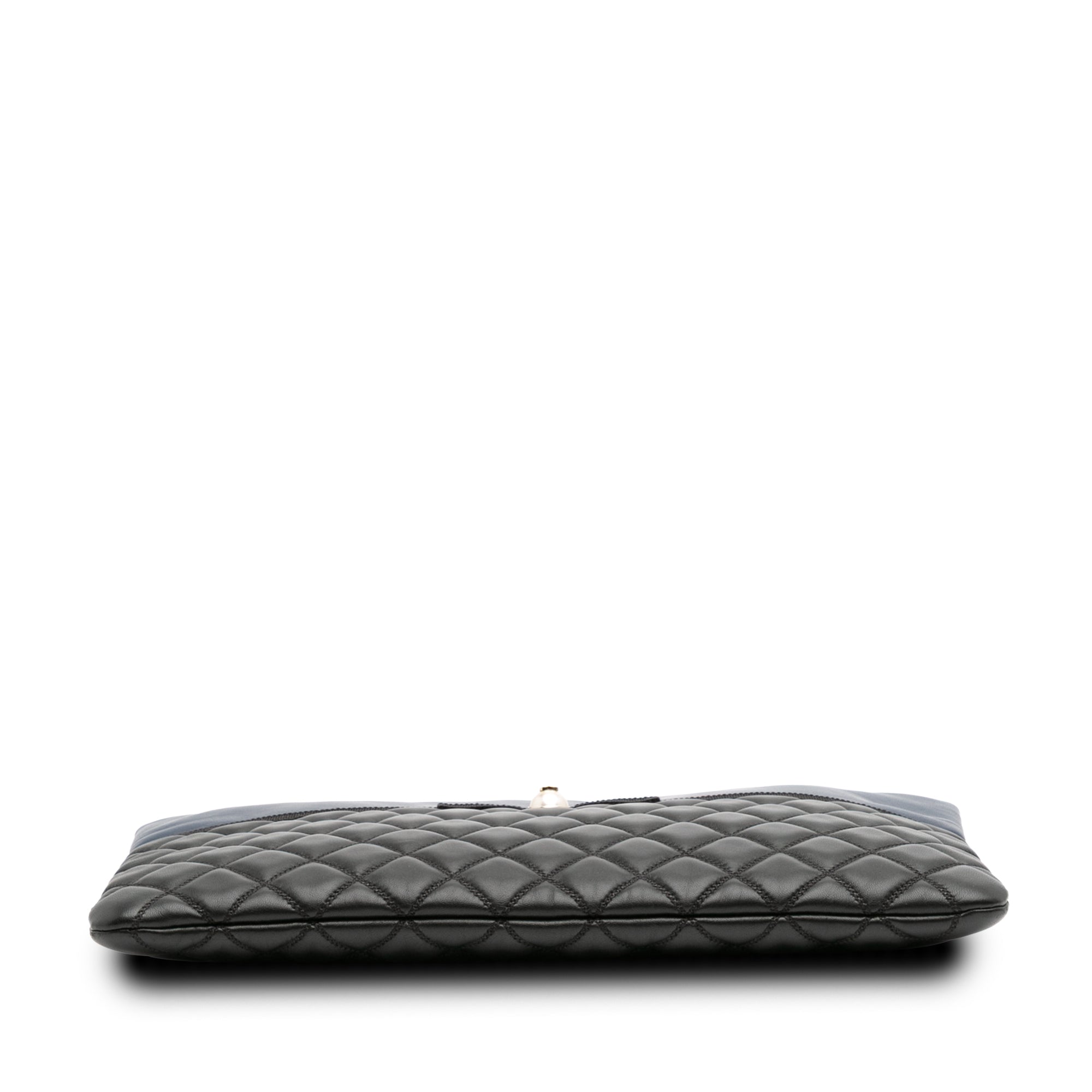 Large Bicolor Quilted Leather Pearl O Case Clutch