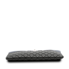 Large Bicolor Quilted Leather Pearl O Case Clutch