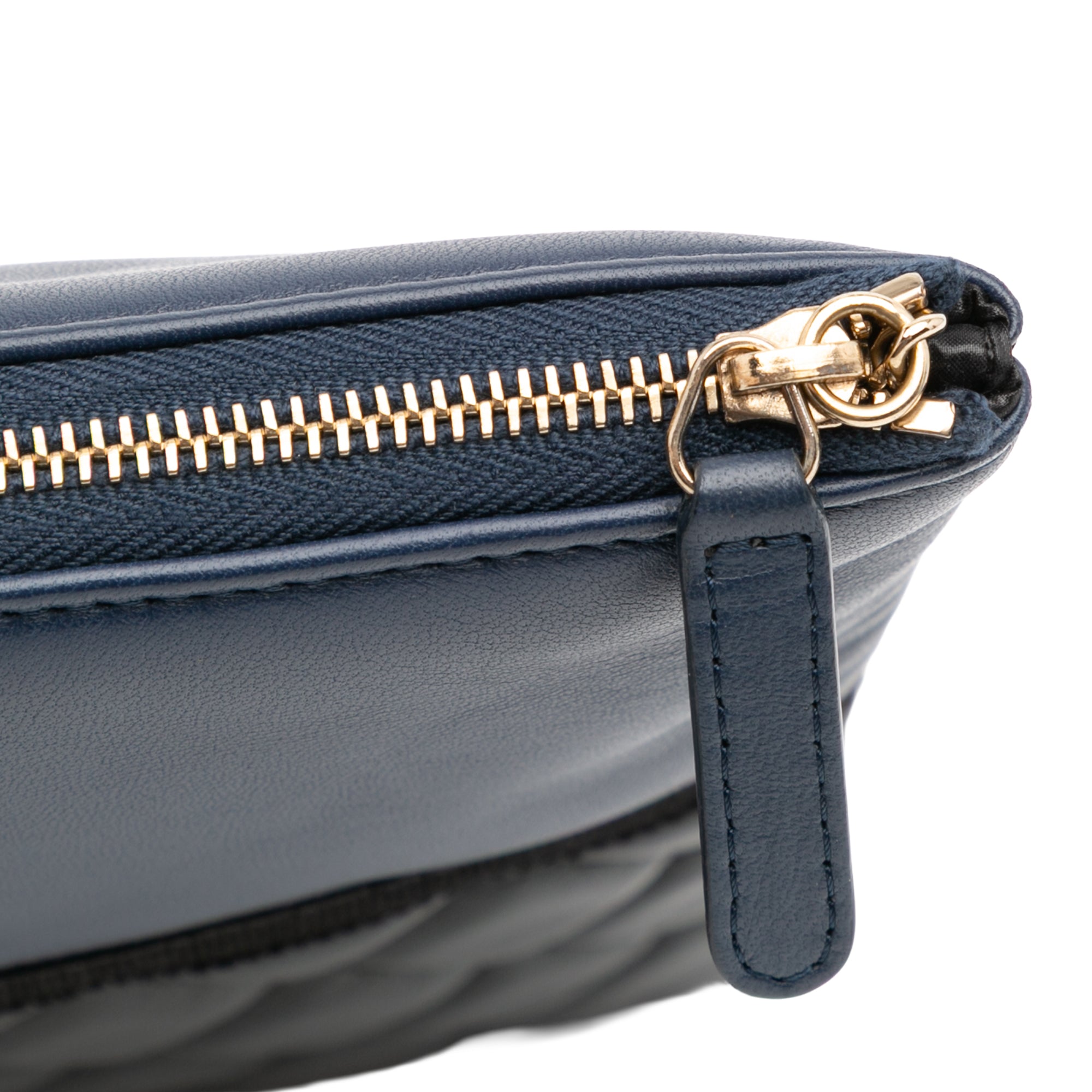 Large Bicolor Quilted Leather Pearl O Case Clutch