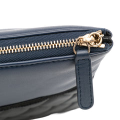 Large Bicolor Quilted Leather Pearl O Case Clutch