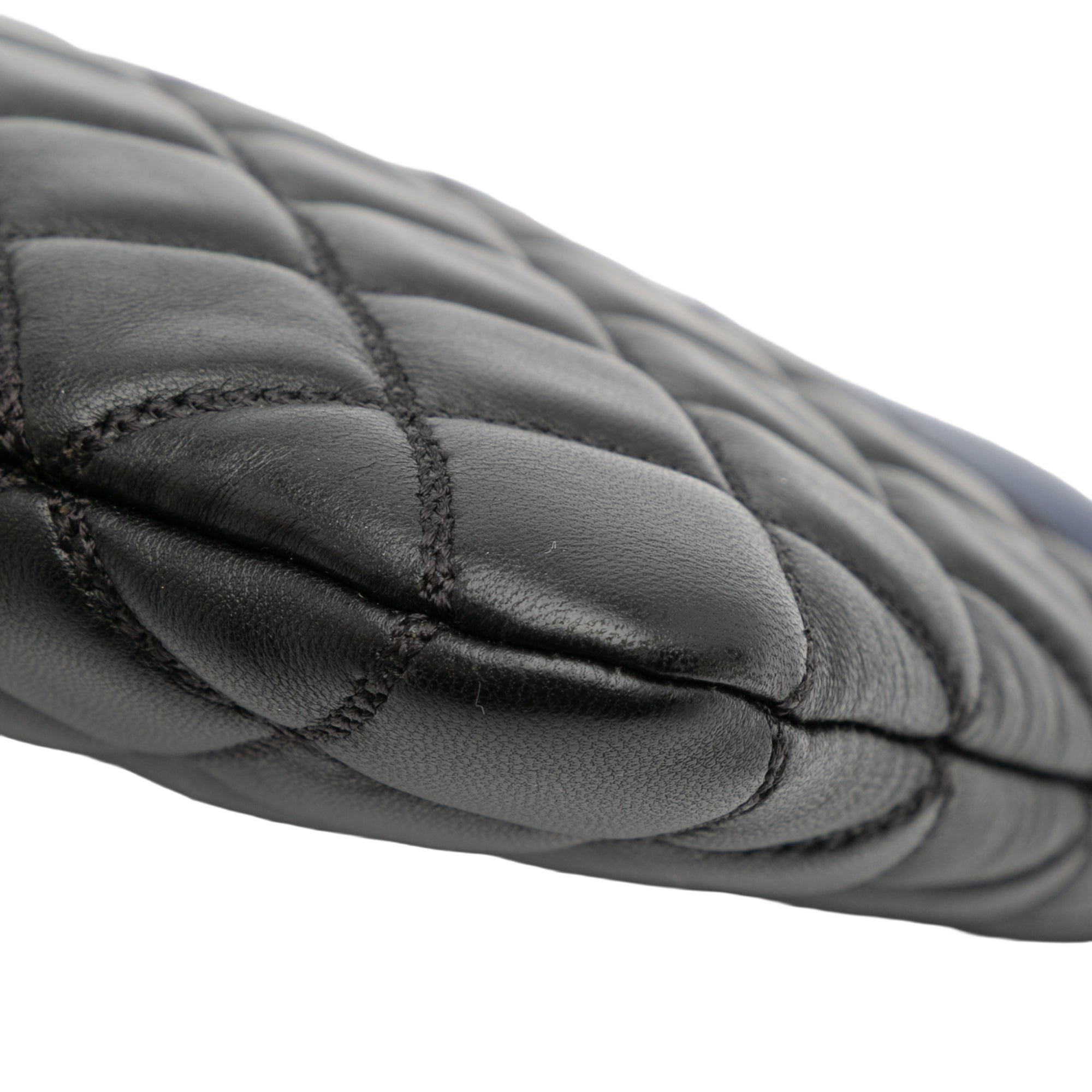 Large Bicolor Quilted Leather Pearl O Case Clutch