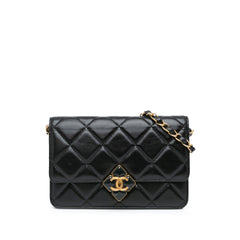 Quilted Lambskin Diamond Lock Wallet on Chain