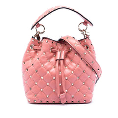 Small Leather Rockstud Spike Bucket Bag
