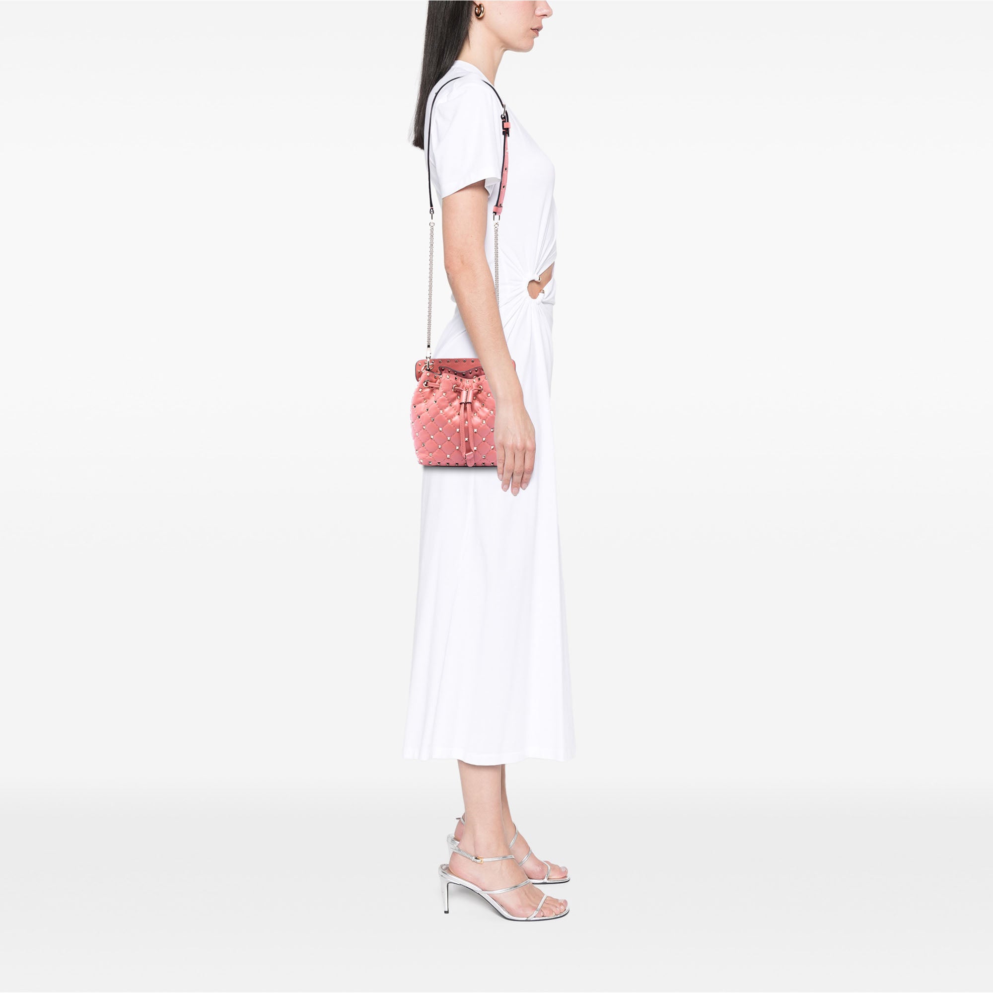 Small Leather Rockstud Spike Bucket Bag